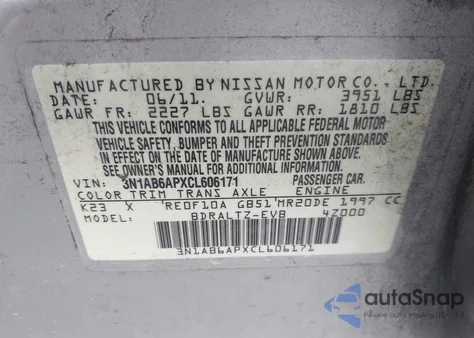 2012 Nissan Sentra 2.0/2.0S/Sr/2.0Sl z USA, uszkodzony, nr VIN 3N1AB6APXCL606171